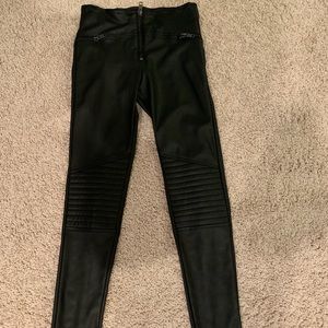 Pleather black biker pants